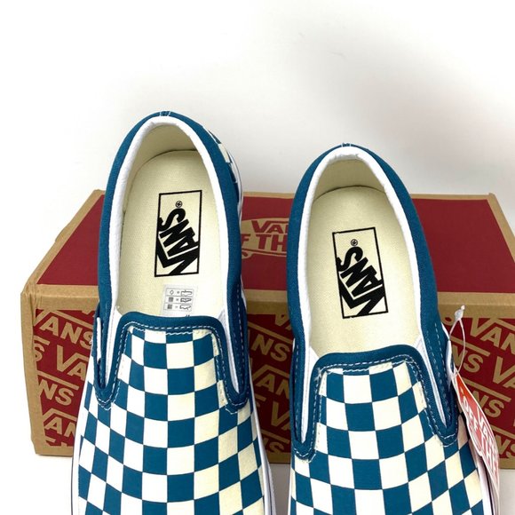 Vans Shoes Women's Classic Slip-On Low Top Checkerboard Canvas Blue VN0A33TB9EX - Picture 4 of 11